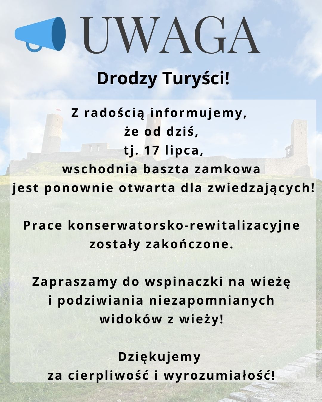 📣 UWAGA - Drodzy Turyści!